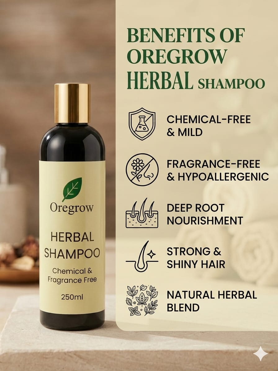 Oregrow Premium Herbal Shampoo – Hair Fall Control Formula✨🍀